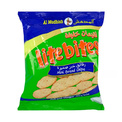 GETIT.QA- Qatar’s Best Online Shopping Website offers Al Mudhish Lite Bites Salt & Vinegar Mini Bread Chips 18 g at lowest price in Qatar. Free Shipping & COD Available!