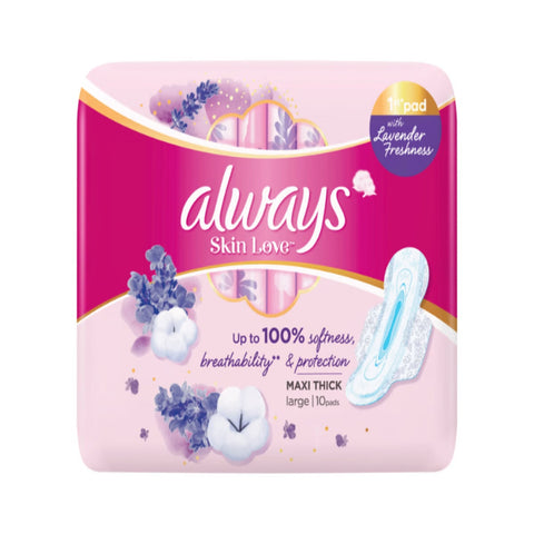 GETIT.QA- Qatar’s Best Online Shopping Website offers ALWAYS SKIN LOVE PADS LAVENDER FRESHNESS THICK & LARGE 10PCS at the lowest price in Qatar. Free Shipping & COD Available!