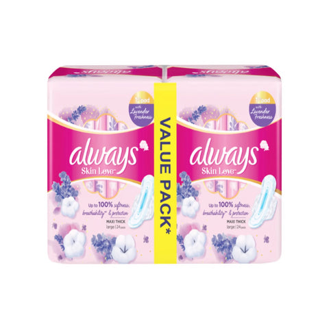 GETIT.QA- Qatar’s Best Online Shopping Website offers ALWAYS SKIN LOVE PADS LAVENDER FRESHNESS THICK & LARGE 48PCS at the lowest price in Qatar. Free Shipping & COD Available!
