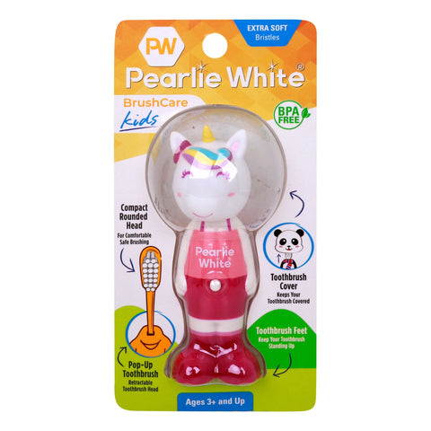 GETIT.QA- Qatar’s Best Online Shopping Website offers Pearlie White Unicorn Extra Soft Kids Pop-Up Toothbrush 3+ Years 1 pc at the lowest price in Qatar. Free Shipping & COD Available!