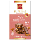 GETIT.QA- Qatar’s Best Online Shopping Website offers FREY SUPREME CRUNCHY ALMOND MILK CHOCOLATE BAR 180 G at the lowest price in Qatar. Free Shipping & COD Available!