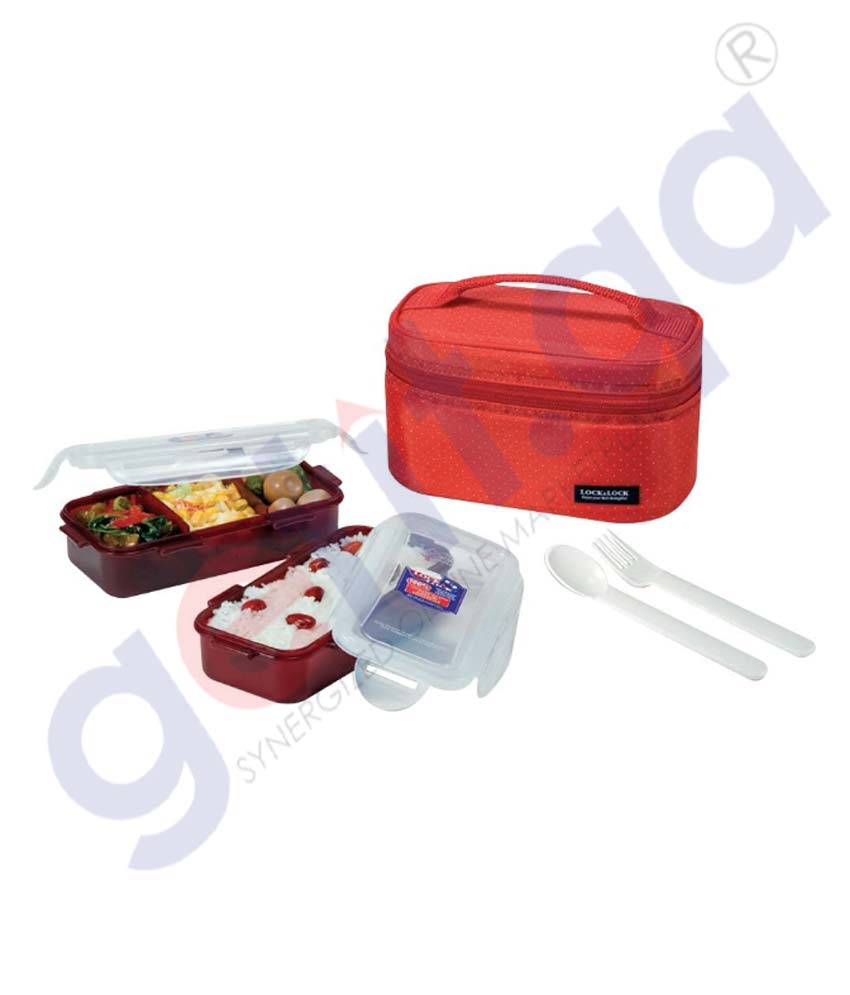 LOCK & LOCK HPL752DR SET OF 4 PIECES PP LUNCH BOX RED