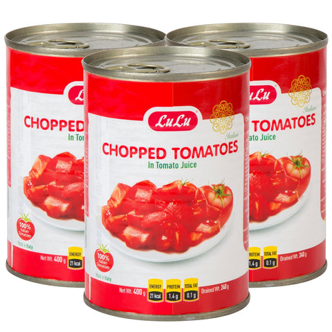 GETIT.QA- Qatar’s Best Online Shopping Website offers LULU CHOPPED TOMATOES IN TOMATO JUICE 3 X 400 G at the lowest price in Qatar. Free Shipping & COD Available!