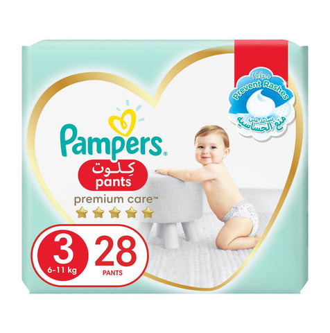 GETIT.QA- Qatar’s Best Online Shopping Website offers PAMPERS PREMIUM CARE PANTS DIAPERS SIZE 3-- 6-11KG WITH STRETCHY SIDES FOR BETTER FIT 28PCS at the lowest price in Qatar. Free Shipping & COD Available!