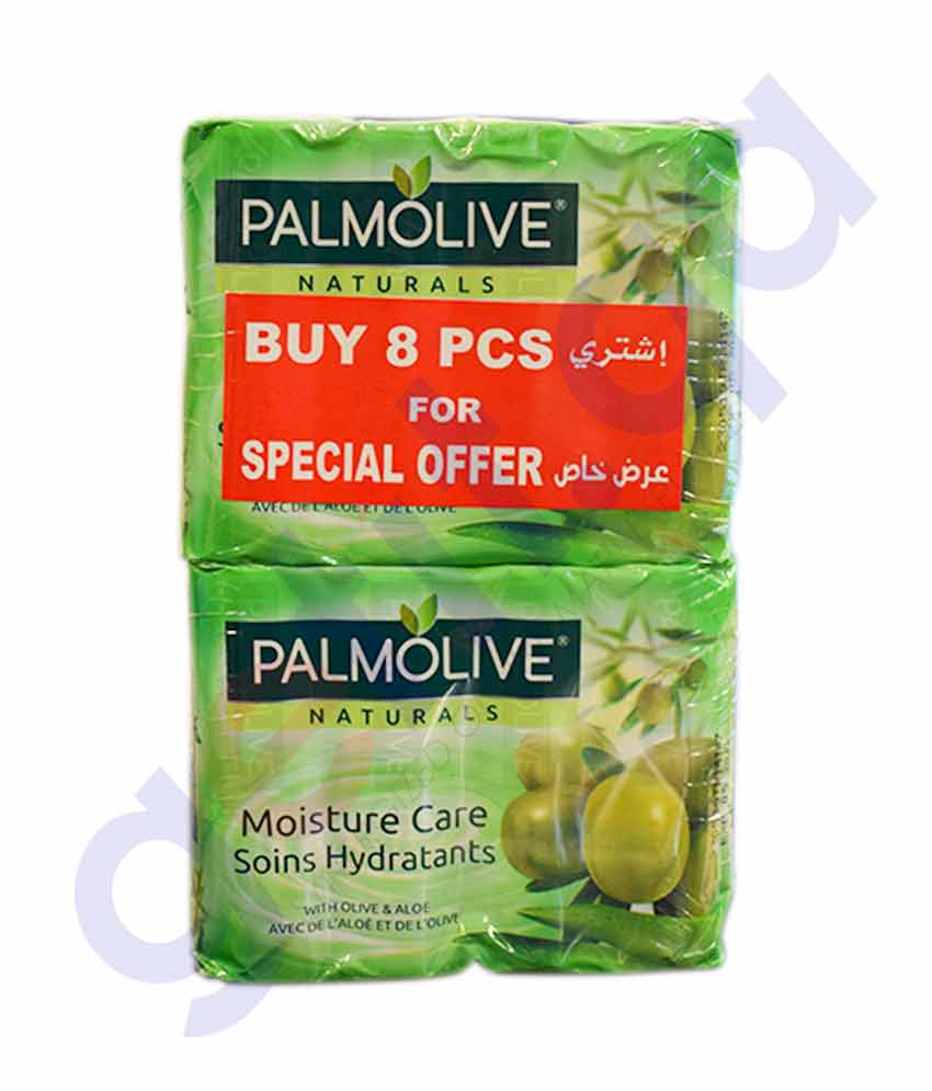 Buy Palmolive Natural Aloe & Olive Soap 90g 8Pcs Doha Qatar