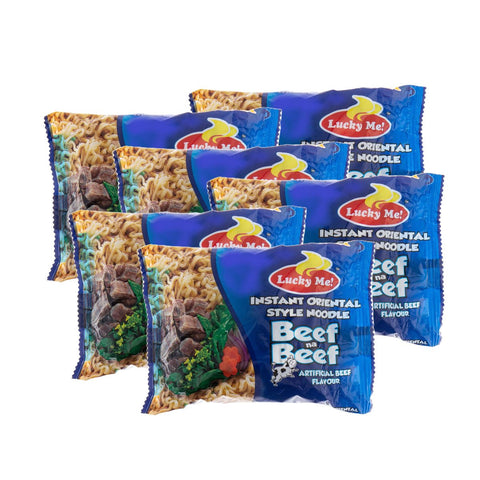 GETIT.QA- Qatar’s Best Online Shopping Website offers LUCKY ME INSTANT NOODLES ARTIFICIAL BEEF FLAVOUR 6 X 55 G at the lowest price in Qatar. Free Shipping & COD Available!