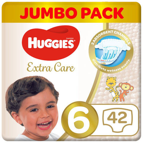 GETIT.QA- Qatar’s Best Online Shopping Website offers HUGGIES EXTRA CARE SIZE 6 15+ KG JUMBO PACK 42 PCS at the lowest price in Qatar. Free Shipping & COD Available!
