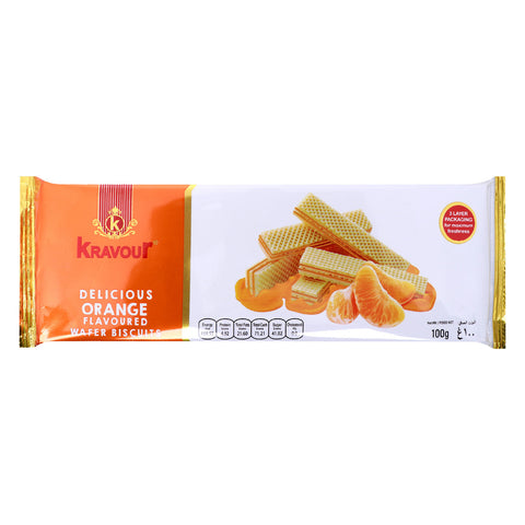 GETIT.QA- Qatar’s Best Online Shopping Website offers KRAVOUR WAFER BISCUIT WITH ORANGE FLAVOURÂ 100 G at the lowest price in Qatar. Free Shipping & COD Available!
