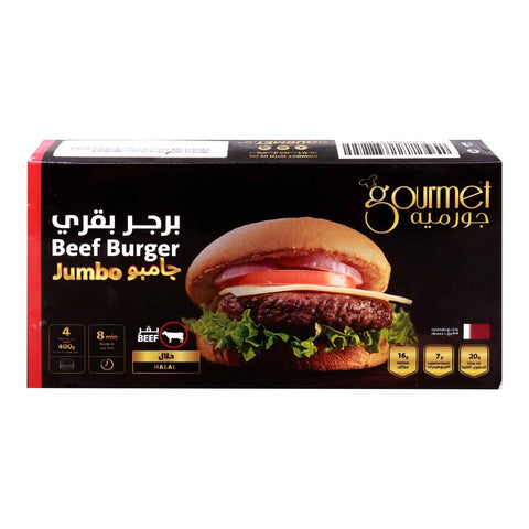GETIT.QA- Qatar’s Best Online Shopping Website offers GOURMET BEEF BURGER JUMBO 4PCS 400G at the lowest price in Qatar. Free Shipping & COD Available!
