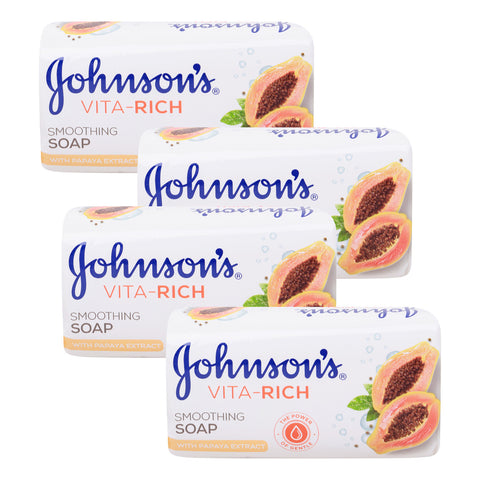 GETIT.QA- Qatar’s Best Online Shopping Website offers JOHNSON & JOHNSON VITA RICH PAPAYA SOAP-- 4 X 175 G at the lowest price in Qatar. Free Shipping & COD Available!