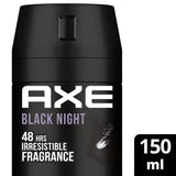 GETIT.QA- Qatar’s Best Online Shopping Website offers AXE BLACK NIGHT 48H FRESH BODY SPRAY DEODORANT 150 ML at the lowest price in Qatar. Free Shipping & COD Available!