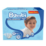 GETIT.QA- Qatar’s Best Online Shopping Website offers SANITA BAMBI BABY DIAPER SIZE 6 EXTRA LARGE 16+KG 72PCS at the lowest price in Qatar. Free Shipping & COD Available!
