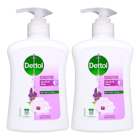 GETIT.QA- Qatar’s Best Online Shopping Website offers Dettol Antibacterial Sensitive Hand Wash Lavender & White Musk, 2 x 250 ml at lowest price in Qatar. Free Shipping & COD Available!