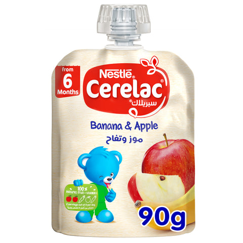 GETIT.QA- Qatar’s Best Online Shopping Website offers NESTLE CERELAC BANANA & APPLE FRUITS PUREE POUCH BABY FOOD 90 G at the lowest price in Qatar. Free Shipping & COD Available!