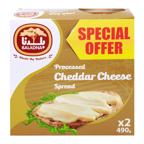 GETIT.QA- Qatar’s Best Online Shopping Website offers BALADNA PROCESSED CHEDDAR CHEESE SPREAD VALUE PACK 2 X 490 G at the lowest price in Qatar. Free Shipping & COD Available!