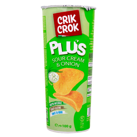 GETIT.QA- Qatar’s Best Online Shopping Website offers CRIK CROK PLUS GLUTEN FREE SOUR CREAM & ONION CHIPS 100 G at the lowest price in Qatar. Free Shipping & COD Available!