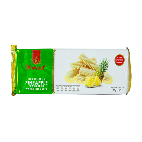 GETIT.QA- Qatar’s Best Online Shopping Website offers KRAVOUR WAFER BISCUIT WITH PINEAPPLE FLAVOUR 100 G at the lowest price in Qatar. Free Shipping & COD Available!