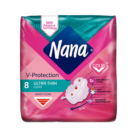 GETIT.QA- Qatar’s Best Online Shopping Website offers NANA ULTRA THIN LONG PADS WITH WINGS 8 PCS at the lowest price in Qatar. Free Shipping & COD Available!