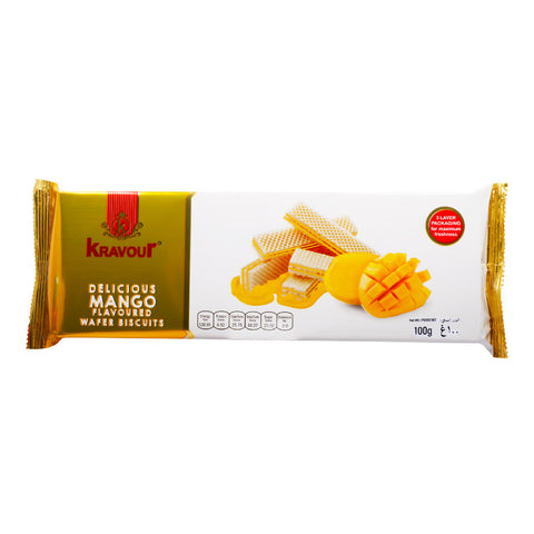 GETIT.QA- Qatar’s Best Online Shopping Website offers KRAVOUR WAFER BISCUIT WITH MANGO FLAVOUR 100 G at the lowest price in Qatar. Free Shipping & COD Available!