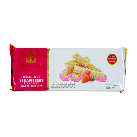 GETIT.QA- Qatar’s Best Online Shopping Website offers KRAVOUR WAFER BISCUIT WITH STRAWBERRY FLAVOUR 100 G at the lowest price in Qatar. Free Shipping & COD Available!