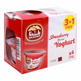 GETIT.QA- Qatar’s Best Online Shopping Website offers BALADNA STRAWBERRY FLAVORED YOGHURT CUPS-- 4 X 170 G at the lowest price in Qatar. Free Shipping & COD Available!