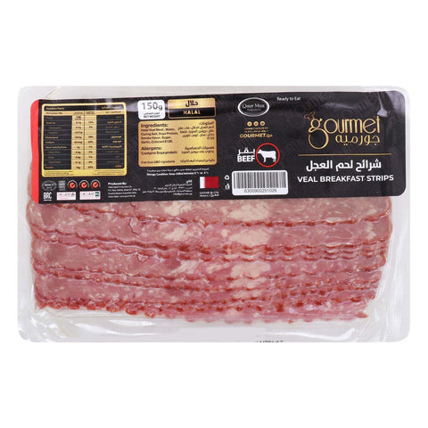 GETIT.QA- Qatar’s Best Online Shopping Website offers GOURMET HALAL CHILLED BEEF VEAL BREAKFAST STRIPS-- 150 G at the lowest price in Qatar. Free Shipping & COD Available!