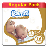 GETIT.QA- Qatar’s Best Online Shopping Website offers SANITA BAMBI BABY DIAPER REGULAR PACK SIZE 1 NEWBORN 2-4KG 19 PCS at the lowest price in Qatar. Free Shipping & COD Available!