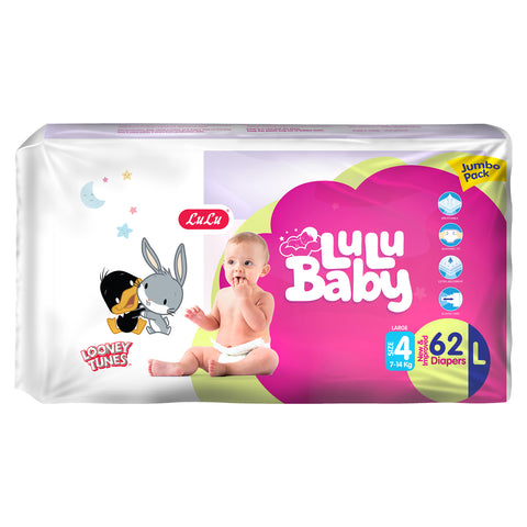 GETIT.QA- Qatar’s Best Online Shopping Website offers LULU BABY DIAPER SIZE 4 7-14KG LARGE 62PCS at the lowest price in Qatar. Free Shipping & COD Available!