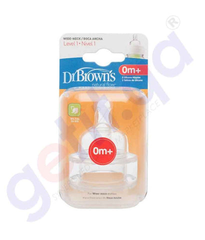 Buy Dr Brown's Level 1 Silicone Wide Neck 2Pack Doha Qatar