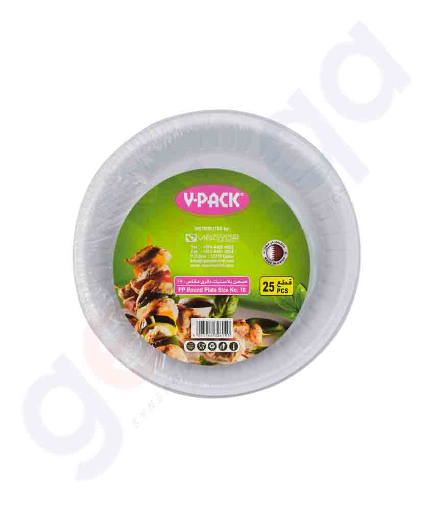 Buy V-Pack Round Plate Size No 18- 25pcs/Pkt in Doha Qatar