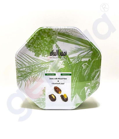 Buy Baraka Dates Khudri Malaki Mix Nuts Tin Box Doha Qatar