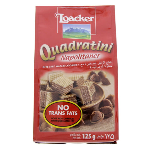 GETIT.QA- Qatar’s Best Online Shopping Website offers LOACKER QUADRATINI NAPOLITANER BITE SIZE WAFER COOKIES 125G at the lowest price in Qatar. Free Shipping & COD Available!