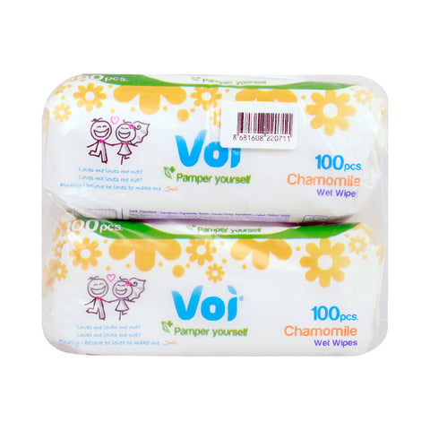 GETIT.QA- Qatar’s Best Online Shopping Website offers VOI WET WIPES CHAMOMILE 2 X 100PCS at the lowest price in Qatar. Free Shipping & COD Available!