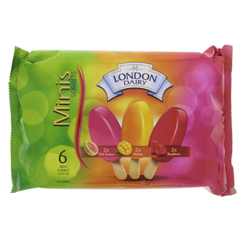 GETIT.QA- Qatar’s Best Online Shopping Website offers LONDON DAIRY MINI SORBETS (MANGO+RASPBERRY+PINK GUAVA) 6 X 50 ML at the lowest price in Qatar. Free Shipping & COD Available!