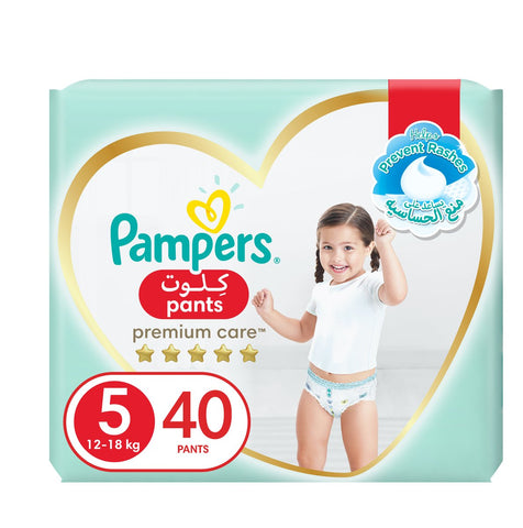 GETIT.QA- Qatar’s Best Online Shopping Website offers PAMPERS PREMIUM CARE PANTS DIAPERS SIZE 5-- 12-18KG WITH STRETCHY SIDES FOR BETTER FIT 40PCS at the lowest price in Qatar. Free Shipping & COD Available!