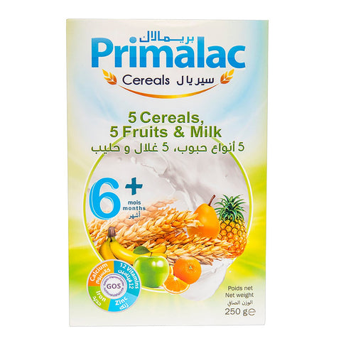 Primalac Baby Cereals 5 Cereals,5 Fruits & Milk 6+months 250g