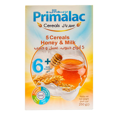 GETIT.QA- Qatar’s Best Online Shopping Website offers PRIMALAC BABY CEREALS 5 CEREALS-- HONEY & MILK 6+MONTHS 250G at the lowest price in Qatar. Free Shipping & COD Available!