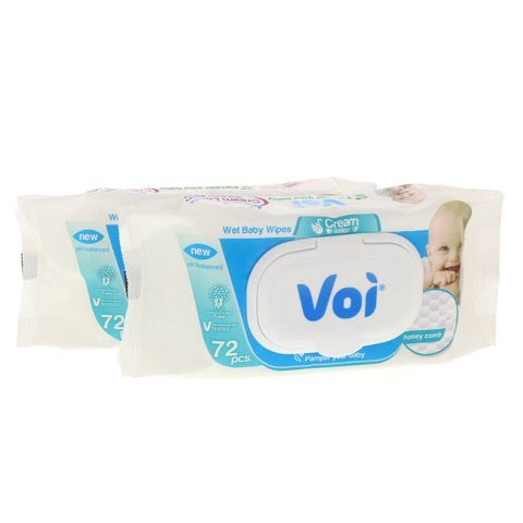 GETIT.QA- Qatar’s Best Online Shopping Website offers VOI WET BABY WIPES CREAM LOTION VALUE PACK 2 X 72PCS at the lowest price in Qatar. Free Shipping & COD Available!