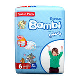 GETIT.QA- Qatar’s Best Online Shopping Website offers SANITA BAMBI BABY DIAPER SIZE 6 EXTRA LARGE 16+KG 21PCS at the lowest price in Qatar. Free Shipping & COD Available!