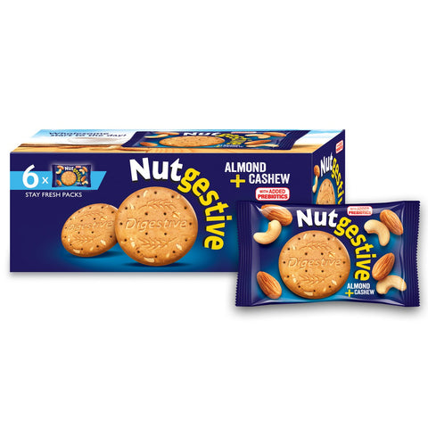 Nabil Nutgestive Biscuits Almond + Cashew 6 x 40g