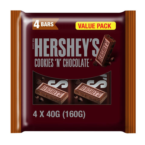 GETIT.QA- Qatar’s Best Online Shopping Website offers HERSHEY'S COOKIES 'N' CHOCOLATE FLAVOUR CHOCOLATE VALUE PACK 4 X 40 G at the lowest price in Qatar. Free Shipping & COD Available!