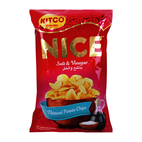 GETIT.QA- Qatar’s Best Online Shopping Website offers KITCO NICE NATURAL POTATO CHIPS SALT & VINEGAR 30G at the lowest price in Qatar. Free Shipping & COD Available!