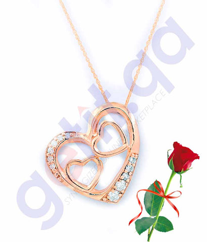 Buy Valentine Heart Pendant with Rose Price Online in Qatar