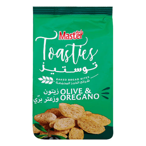 GETIT.QA- Qatar’s Best Online Shopping Website offers MASTER TOASTIES OLIVE & OREGANO BAKED BREAD BITES 60G at the lowest price in Qatar. Free Shipping & COD Available!