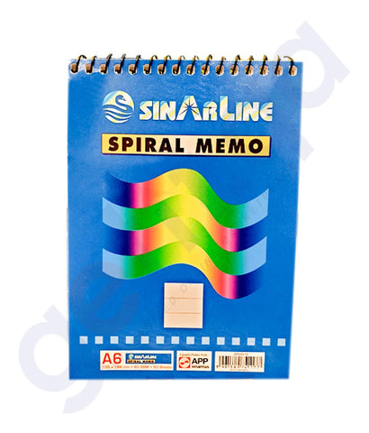 Buy Sinarline Spiral Memo A6 50 Sheets Online in Doha Qatar
