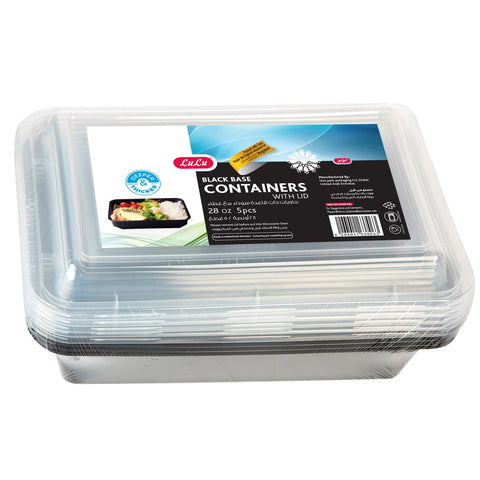GETIT.QA- Qatar’s Best Online Shopping Website offers LULU BLACK BASE SQUARE CONTAINERS WITH LID 28OZ 5PCS at the lowest price in Qatar. Free Shipping & COD Available!