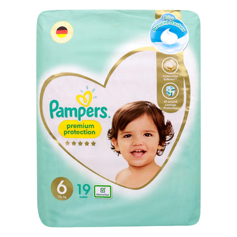 GETIT.QA- Qatar’s Best Online Shopping Website offers PAMPERS PREMIUM PROTECTION DIAPER SIZE 6 13+ KG 19 PCS at the lowest price in Qatar. Free Shipping & COD Available!