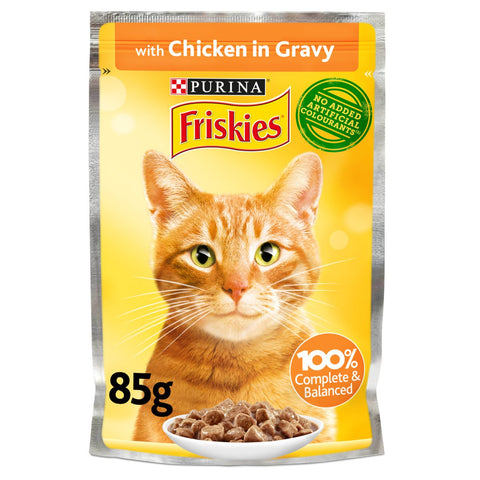 GETIT.QA- Qatar’s Best Online Shopping Website offers PURINA FRISKIES CHICKEN CHUNKS IN GRAVY WET CAT FOOD POUCH 85G at the lowest price in Qatar. Free Shipping & COD Available!