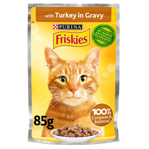 GETIT.QA- Qatar’s Best Online Shopping Website offers PURINA FRISKIES TURKEY CHUNKS IN GRAVY WET CAT FOOD POUCH 85G at the lowest price in Qatar. Free Shipping & COD Available!