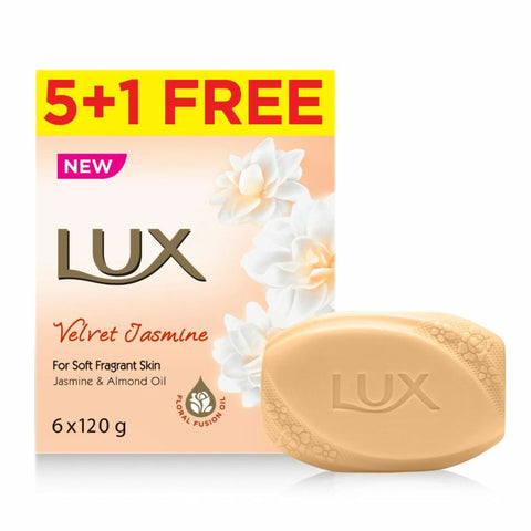GETIT.QA- Qatar’s Best Online Shopping Website offers LUX VELVET JASMINE BAR SOAP 120 G 5+1 at the lowest price in Qatar. Free Shipping & COD Available!